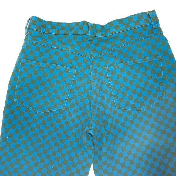 THE KIT Alexa Jean Cropped Checkered Pants Blue & Green Sz 4 Project Runway - Picture 6 of 12